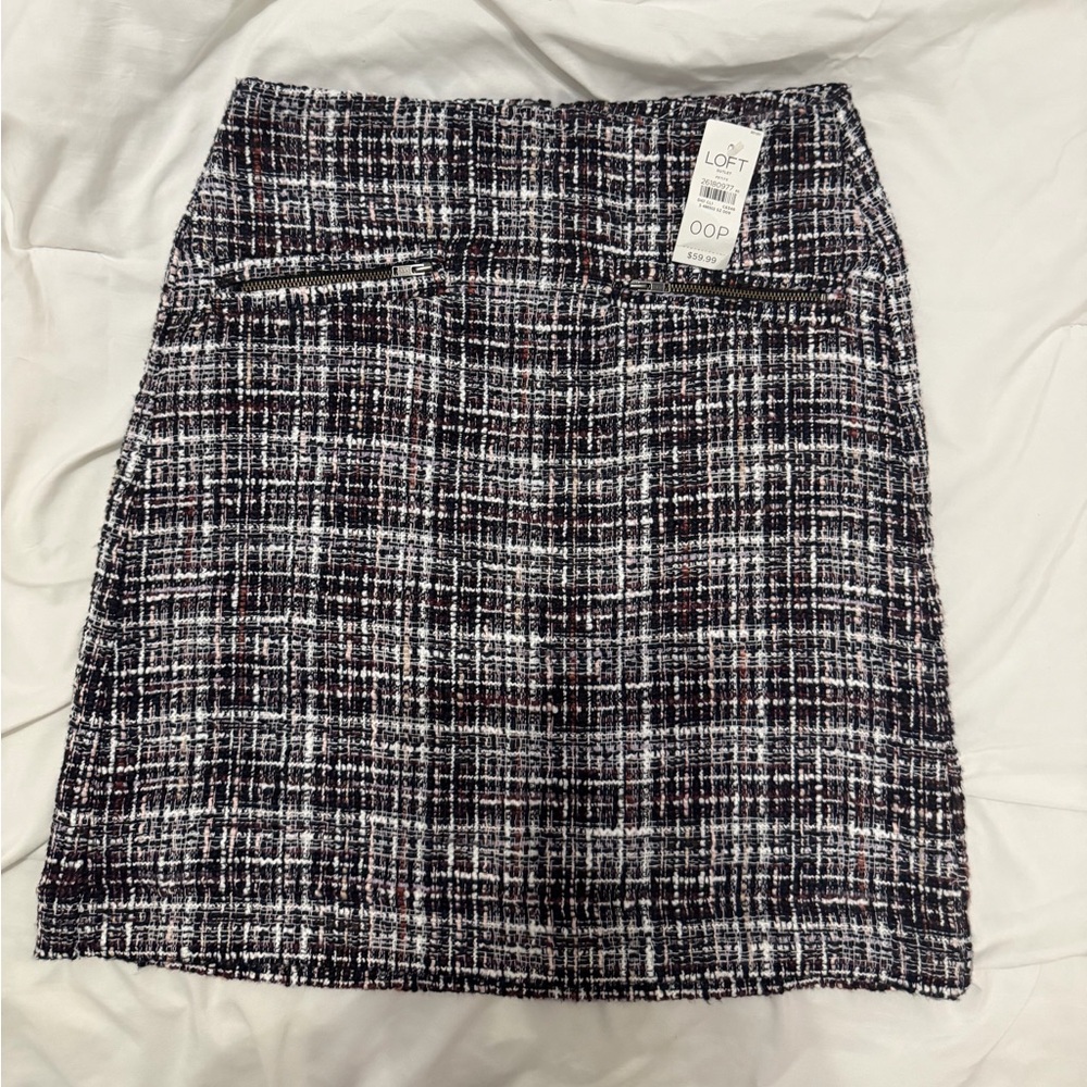 LOFT Women's Black and White Textured Pencil Skirt